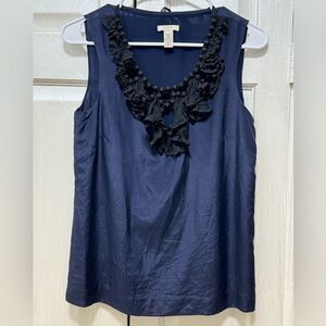 J.Crew Women 2 Navy Blue Silk Blend Lined Sleeveless Blouse Top